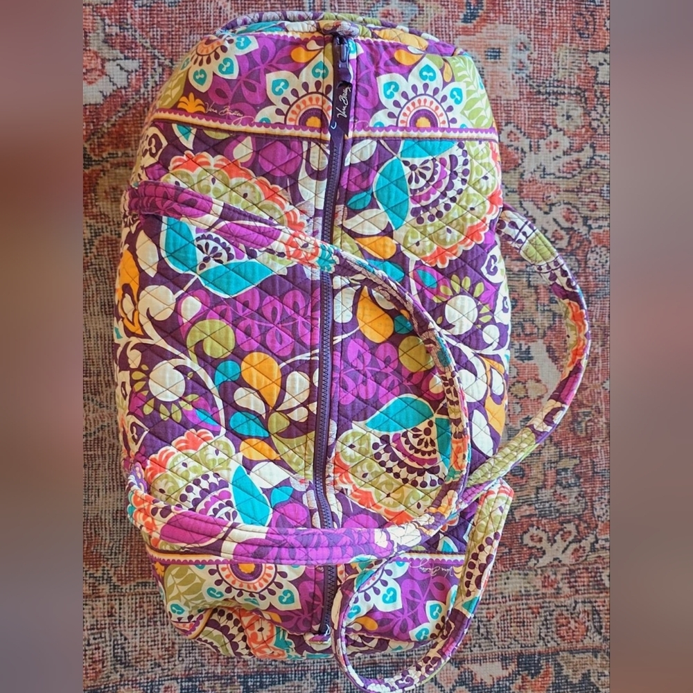 Vera Bradley Quilted Duffel in Purple, Teal, Lime and Orange